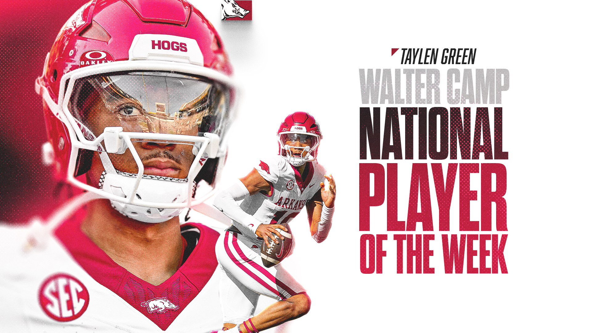 GREAT NEWS! Taylen Green, the quarterback for the Arkansas Razorbacks, has been named the NCAA Ambassador of Sports…
