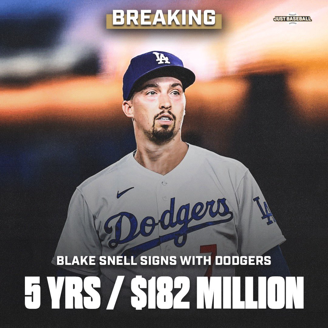 JUST IN: Blake Snell Signs 5-Year, $182 Million Contract with the Dodgers…