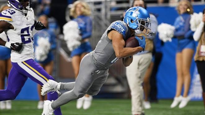 Wide receiver Kalif Raymond suffered what was revealed to be a foot injury on a punt return…