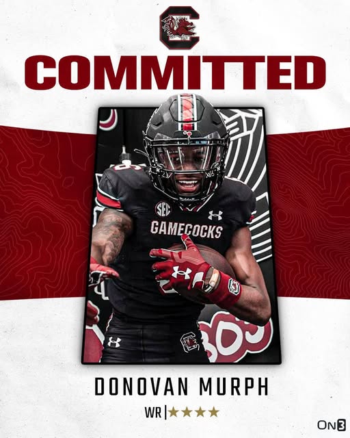 BREAKING: Four-Star WR Donovan Murph has Committed to South Carolina, The 6’2 190 WR from Irmo, SC chose the Gamecocks over Ole Miss, Tennessee, Colorado, Clemson…..