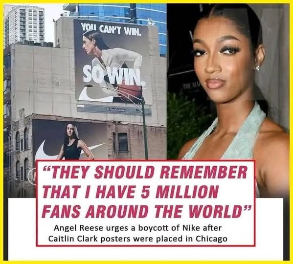 BREAKING: Outrage explodes as Angel Reese calls for a Nike boycott following a $28M Caitlin Clark poster reveal in Chicago…..