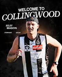 The life of Riley: Collingwood fan Riley Mason was thrilled when the VFL Magpies offered him a contract. The Seymour forward has made the most of it…..