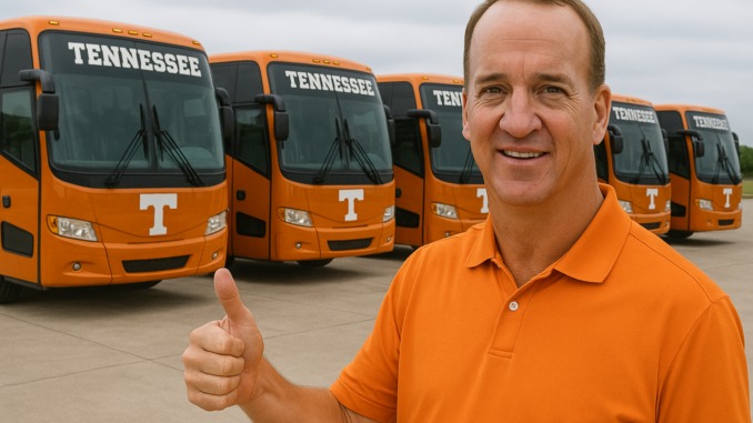 Tennessee vol sLet’s Ride With Pride, Just Our Built Legacy: Peyton Manning Donates Five Luxury Buses to Tennessee Volunteers to Ease Transportation for Officials, Players, and Fans….
