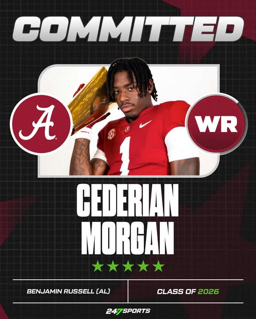 BREAKING: The No. 1 player in Alabama & No. 2 receiver in the country is staying home Cederian Morgan picked the Crimson Tide over Auburn, Florida & Georgia…