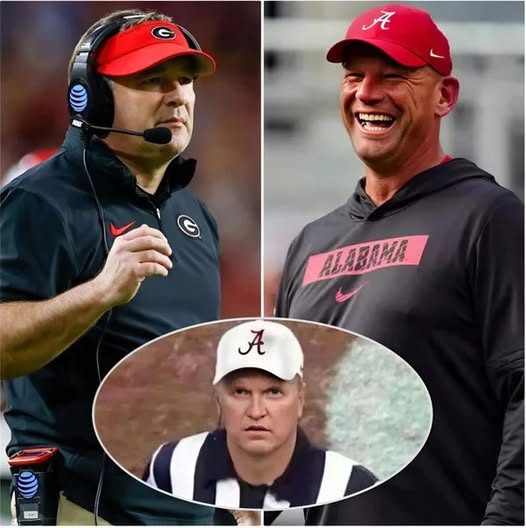 🔥 BREAKING NEWS: Georgia Bulldogs head coach Kirby Smart has called on the SEC to remove referee Kyle Olson and postpone the game against Alabama, demanding a full investigation into alleged match-fixing involving Kalen DeBoer and his close-knit circle of officials. The claims have sent shockwaves through the SEC, but DeBoer’s reaction stole the spotlight. Instead of a lengthy defense, the Alabama coach fired back with just 3-words — sharp, witty, and enough to make the entire press room erupt in laughter… Read more: